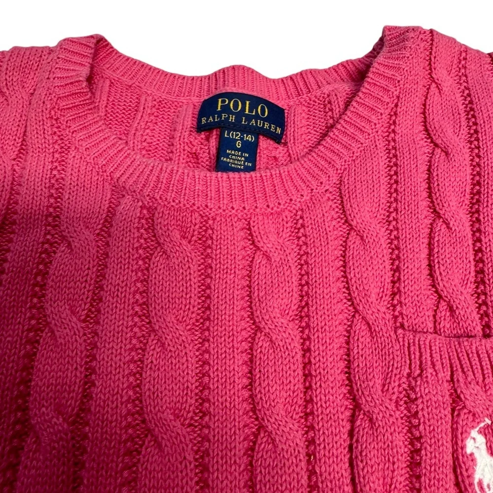 Polo Ralph Lauren Fuchsia Cable Knit Dress for Kids Size L (12-14)